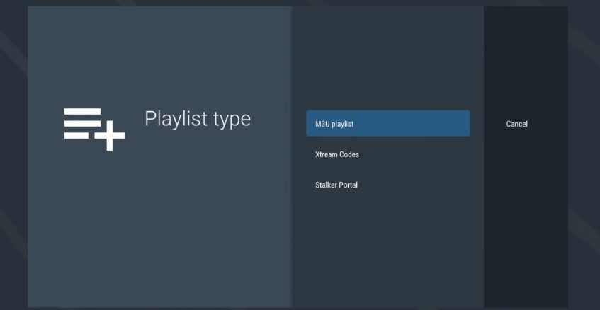  Selecting M3U playlist type in TiviMate IPTV on Firestick & Android TV