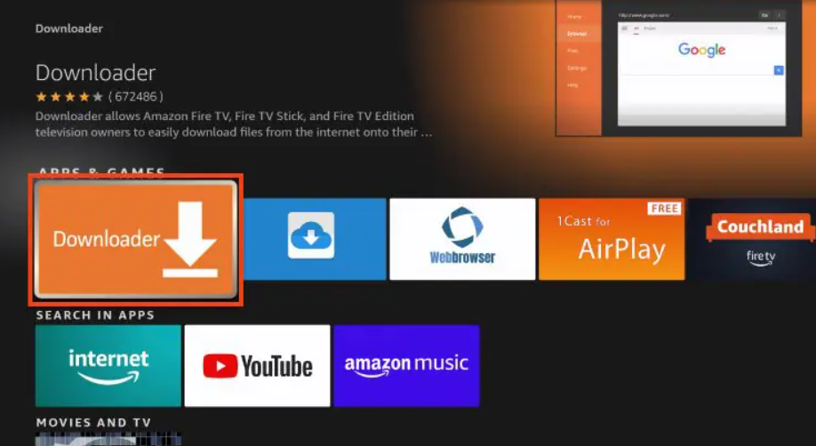 Installing Downloader app to sideload TiviMate IPTV on Firestick & Android TV