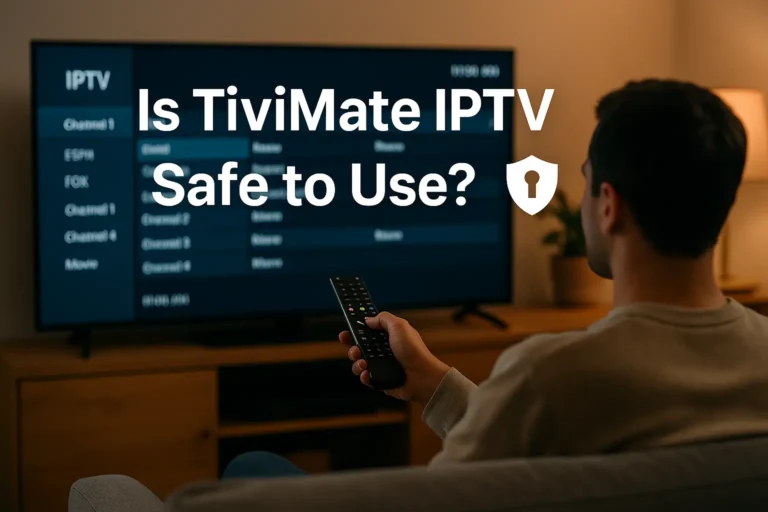 Is TiviMate IPTV Safe to Use? featured image showing person streaming on smart TV