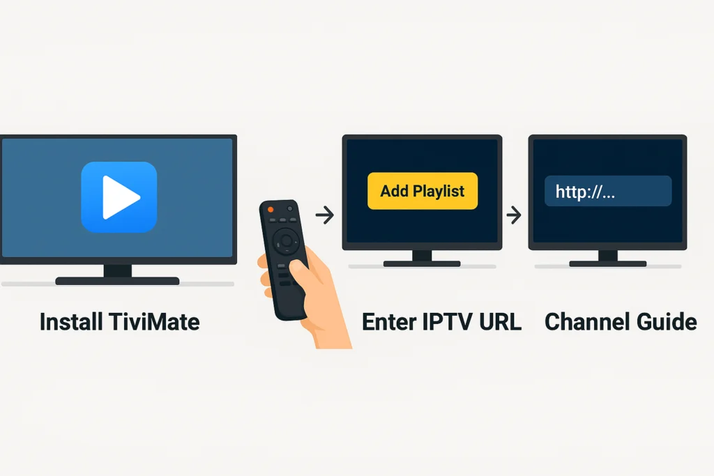 TiviMate installation and setup guide—Is TiviMate subscription worth it? Step-by-step visual for getting started with TiviMate on smart TV in 2025.