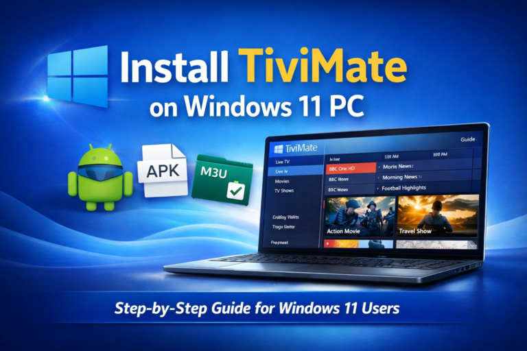 Install TiviMate on Windows 11 PC using an Android emulator and M3U playlist