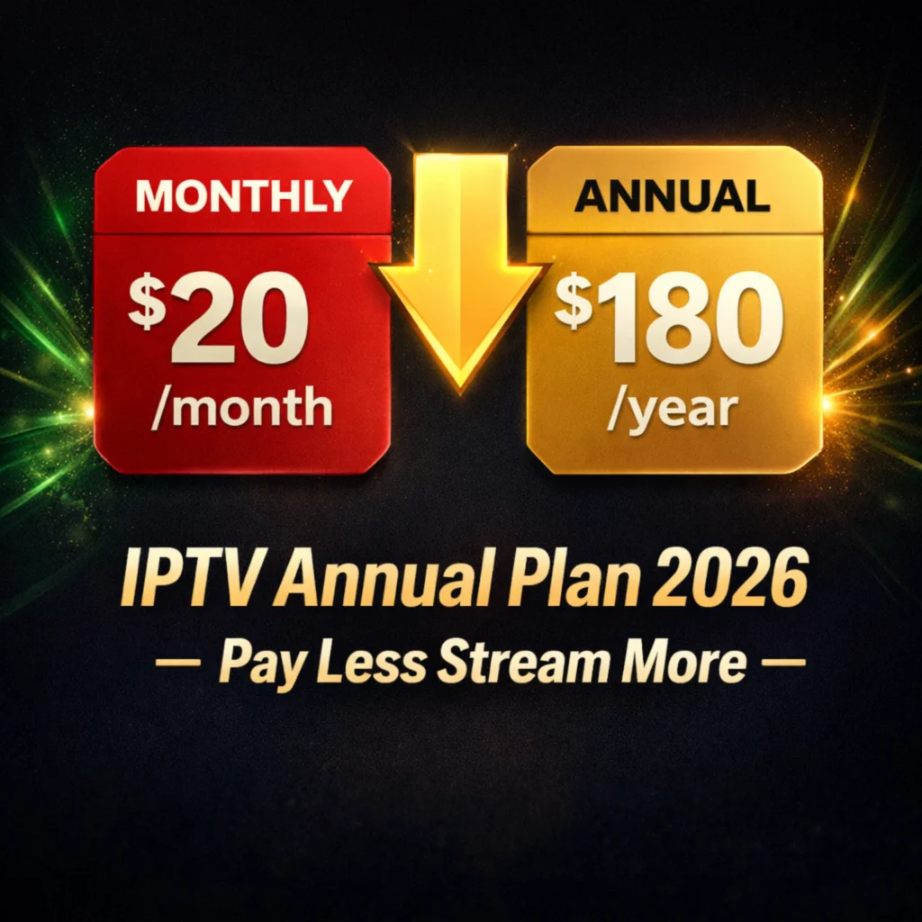 IPTV 12 month plan 2026 annual savings vs monthly