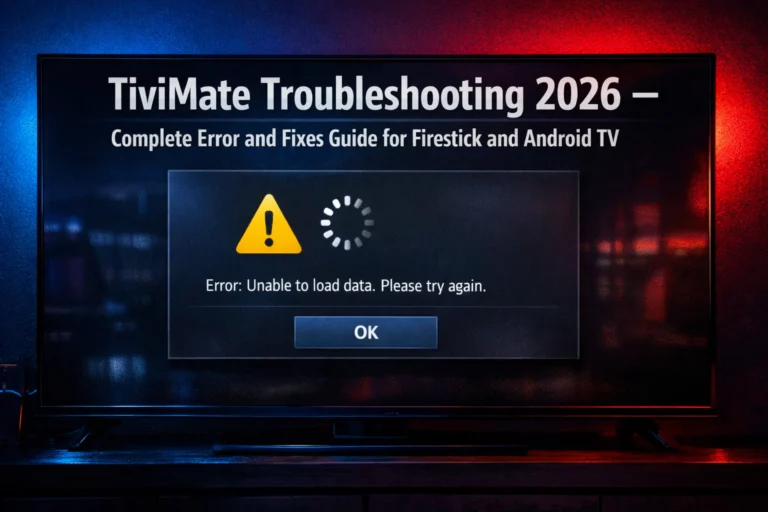 TiviMate Troubleshooting Complete Error and Fixes Guide 2026 for Firestick and Android TV