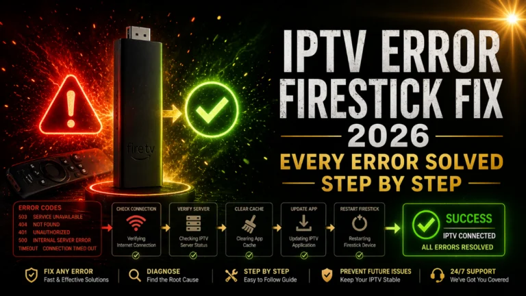 IPTV error Firestick fix 2026 every error solved step by step